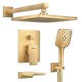 Gabrylly Shower System with Tub Spout, Wall Mounted Shower Faucet Set for Bathroom with High Pressur
