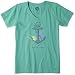 Life is good Women's Crusher Vee Engraved Anchor T-Shirt (Teal Blue)