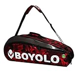 Black Temptation Einzelne Schulter wasserdichte und staubdichte Schlägertasche 6 Schlägertasche Badminton Schlägertasche (rot)