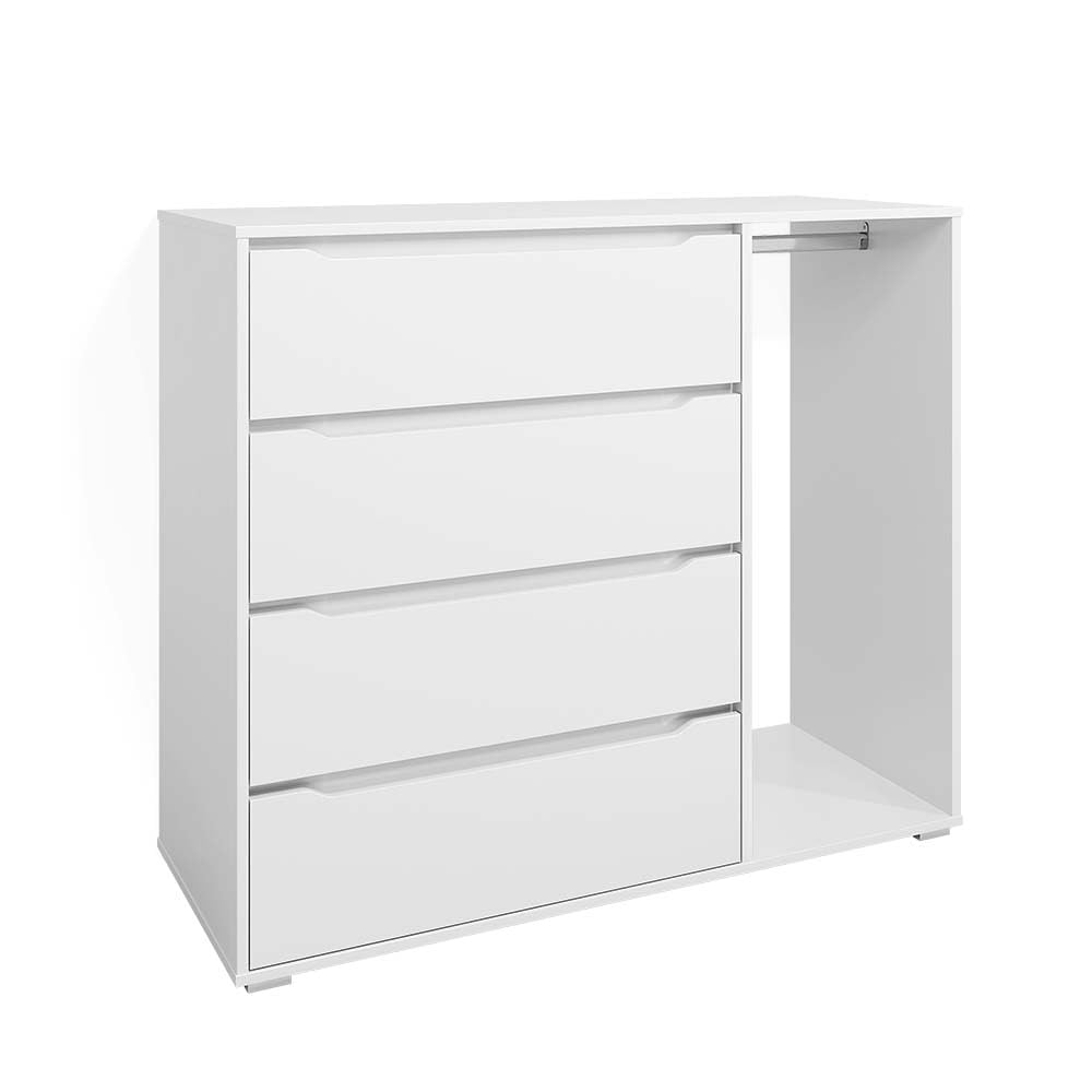 Vicco Kinderkleiderschrank Ruben, Weiß, 120 x 101.9 cm mit 4 Schubladen, geeignet zur Aufbewahrung von Kinderkleidung und Accessoires
