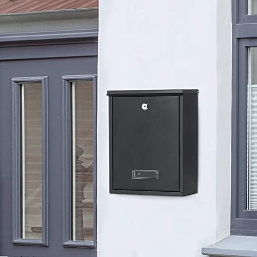 Jssmst Locking Mailbox Wall Mount Key Lock Drop Box Large Capacity With Galvanized Steel Cover And Rust-Proof Metal Post Box, Black Matt, Sm-0702Lk,Medium #TOP6