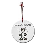 Sun Moon Star Cat Yoga Namaste Funny Cat Custom Fashion Porcelain Hanging Ornament Decorations