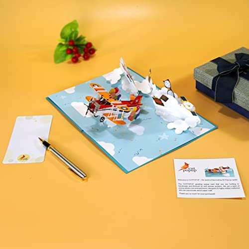 Cutpopup Father's Day Card Pop Up, Birthday 3D Greeting Card (Fathers Day Plane) #TOP2