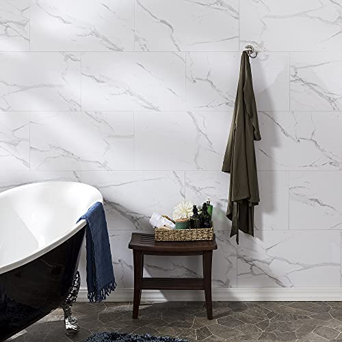 Palisade 25.6 In. X 14.8 In. Interlocking Vinyl Waterproof Wall/Backsplash Tiles For Kitchen Or Bathroom In Carrara Marble (8 Pack) #TOP1