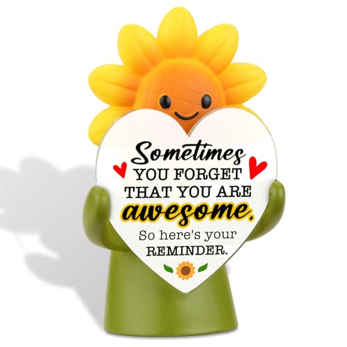 akeke Inspirational Positive Sunflower Affirmations Figurine Decor, Motivational Sunflower Office Desk Shelf Cubicle Decor with Emotional, Uplifting, Cheer Up, Encouragement Message Sign Gifts AFF21