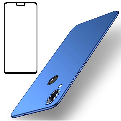 BLUGUL Funda Honor 8X + Protector de Pantalla, Ultra Delgado, Totalmente Protector, Sensación de Seda, Cristal Templado y Dura Cover para Huawei Honor 8X Azul