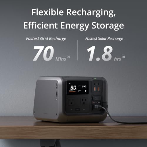 Image of DJI Power 500 Portable Power Station, 512Wh LFP (LiFePO4) Battery, 70-Minute Fast Charging,1000w Max Output Solar Generator for Home Backup, Camping & RVs, Off-grid Power Outage
