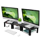 TRIPLE MONITOR STAND RISER: Raise your laptop, devices or monitors up from the desk with the DM056 triple stand riser. By simply placing your screens on top of this desk shelf it transforms the whole setup bringing the screens to an elevated, optimal...