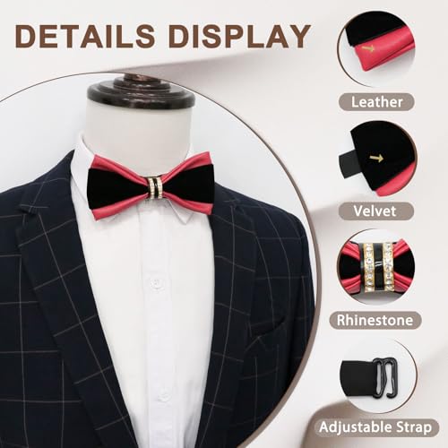 Image of Men's PU Velvet Rhinestone Bow Tie for Wedding