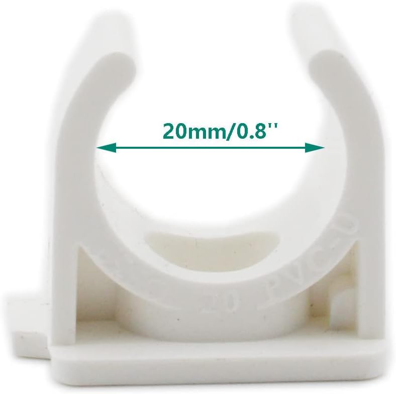 50 PCS PVC Pipe Fitting Clamps Clips, ULIFESTAR U-shaped Water Tube Holder Water Pipes & Tubing Hoses Snap Ring with Square Bottom and Flat Feet Clamp Clips Holder Fit (20mm/0.8'')