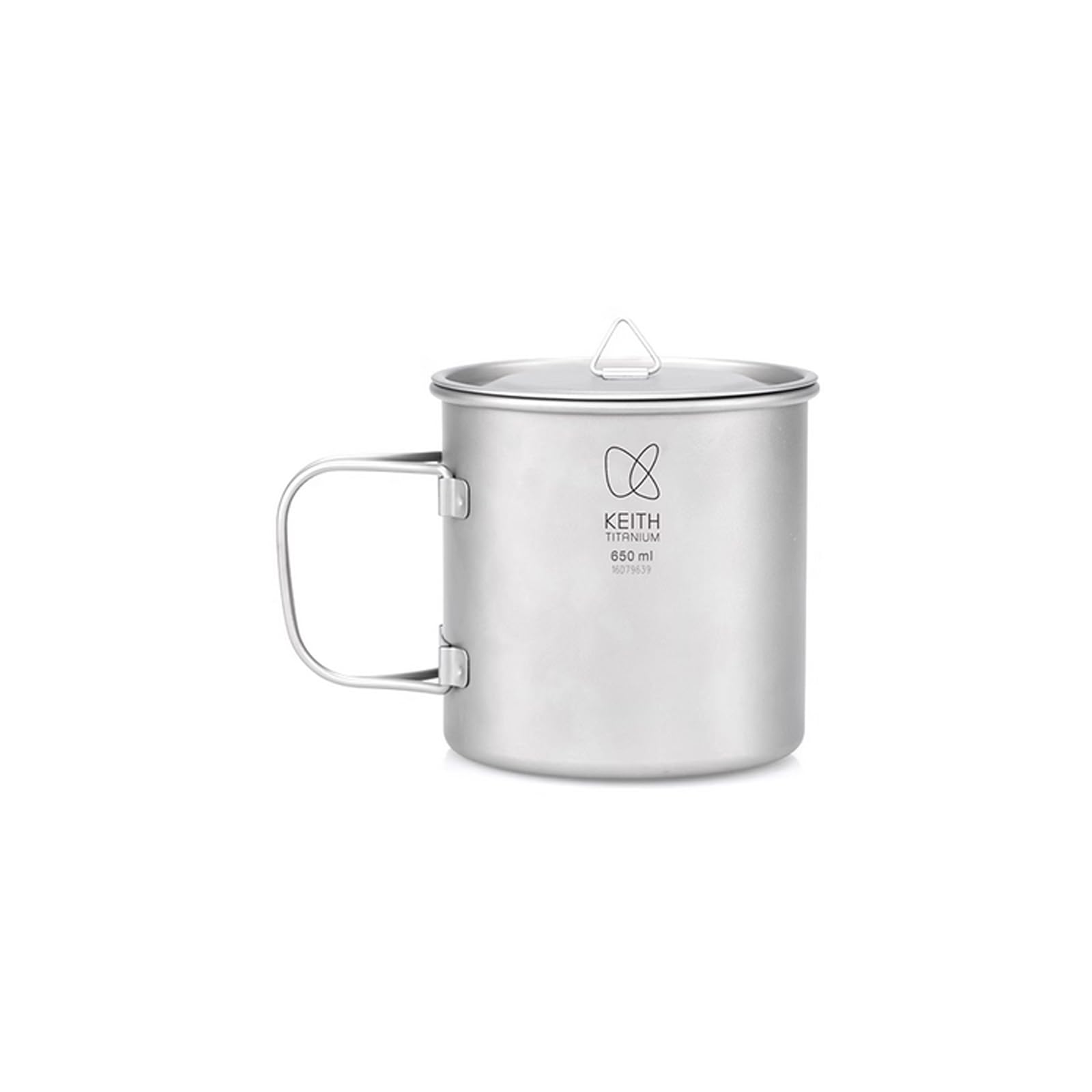 Keith Titanium Pot Camping Titanium Cup with Lid Folding Bail Handle Ultralight Portable Water Bottle Coffee Mug (650ML Ti3208)