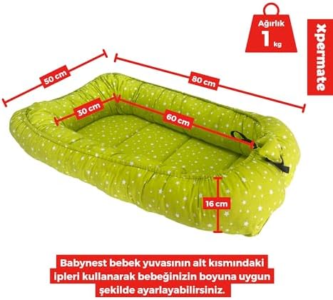 XPERMATE Babynest, Yenidoğan Bebek Yuvası, Anne Baba Yanı Yatağı,Taşınabilir Bebek Yatağı (Yeşil) - Görsel 2