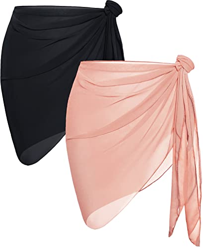 Image of CHICGAL 2 Pieces Women Beach Sarong Bathing Suit Wrap Skirt Sheer Bikini Swimsuit Cover Ups for Swimwear