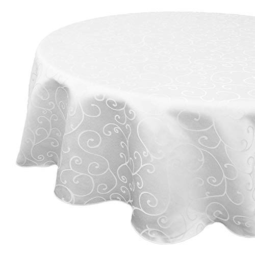 Nappe de table ronde damassée blanche 120 pouces lot de 10 pièces Trimming Shop