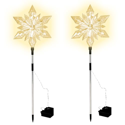 LED Gartenstecker Stern 2er Set mit Timer - 66 x 23 cm - Garten Deko...