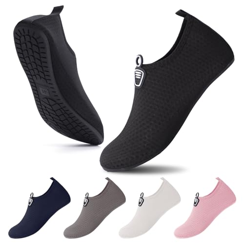 InfiniZer Water Shoes for Women Men, Quick-Dry Swim Beach Shoes, Non-Slip Barefoot Aqua Shoes for Swimming Surfing Sea Pool Yoga (Black, Adult, Men, 11, Numeric, UK Footwear Size System, Medium)