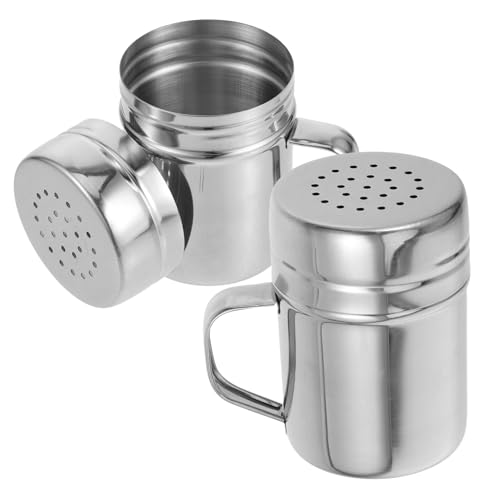 SOLUSTRE 2pcs Stainless Steel Hand Sifter Jars Small Shaker for Salt Sugar Flour Spices