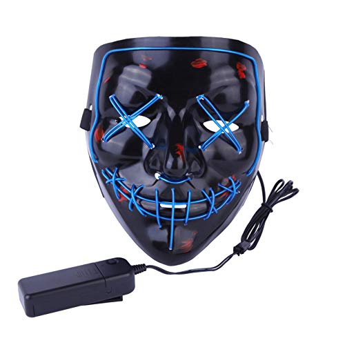 KANGKANG Halloween Mask,Cosplay Mask Purge Mask Light Up,Adjustable LED Masks for Halloween Costume Masquerade Parties/Carnival/Gifts (Blue)