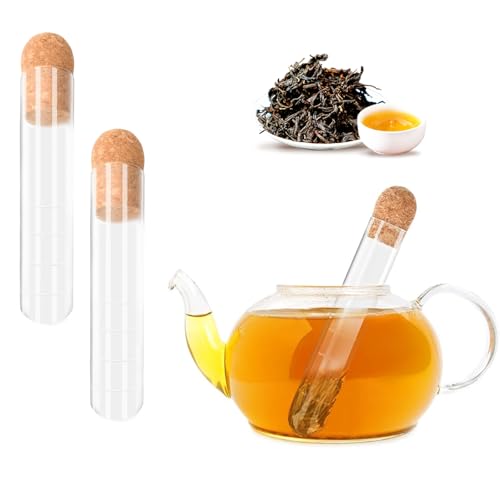 2 Pezzi Filtro Per Te Sfuso, Infusore di Tè Unico, Resistente con Sughero in Vetro Tubi di Vetro Infusore Per Tè con Tappo Sughero per Teiere, Tazze, Bottiglie Infusore Perfetto per Tisane