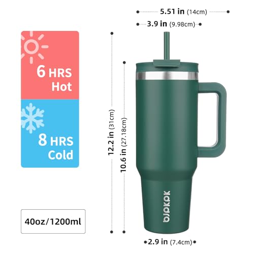 BJPKPK 1200 ml Isolierter Edelstahl-Becher mit Griff Deckel und Strohhalm – Ansicht 3