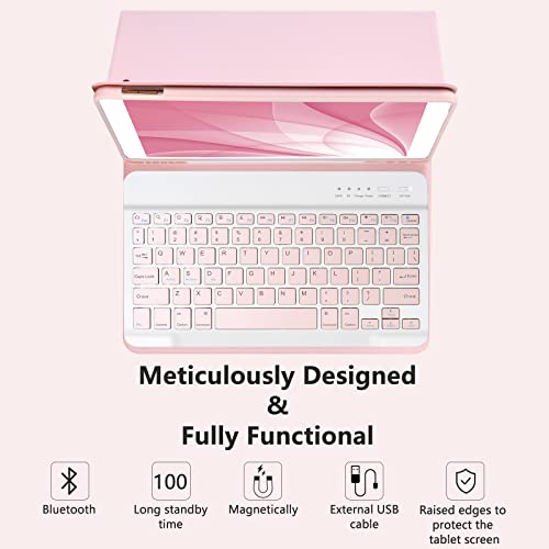 Keyboard Case For Ipad 10.2" 9Th 8Th 7Th Generation, With Detachable Bluetooth Keyboard And Pencil Holder, For Ipad 10.2 Inch/Ipad Air 10.5"(3Rd Gen)/Ipad Pro 10.5 In, Auto Sleep/Wake Function (Pink) #TOP5