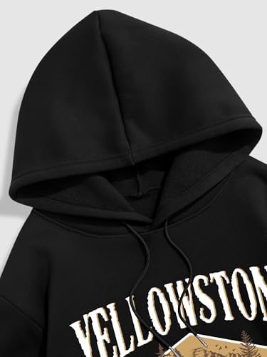 ZAFUL Men's Hooded Sweatshirt Graphic Colorblock Two Tone Fleece Lined Pullover Thermal Hoodie (YELLOWSTONE-Black, 2XL)3
