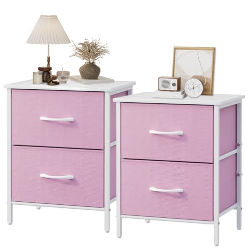 Stero Nightstand Set of 2, Kids Dresser with 2 Drawers,