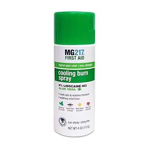 MG217 Maximum Strength Pain Relief Cooling Burn Spray, with Lidocaine and Aloe Vera, 4 oz Cover