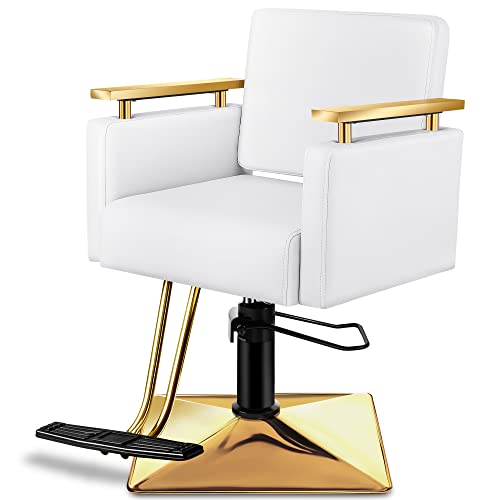 Baasha Modern White & Gold Styling Chair - Elegant Square