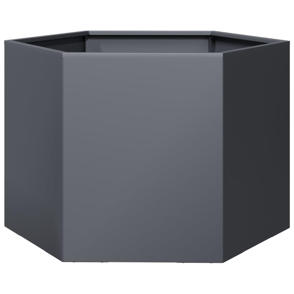 Pflanzkübel Anthrazit Sechseckig 69x60x45 Stahl – Robustes Hochbeet für Garten und Außenbereich mit offenem Boden zur Vermeidung von Staunässe, ideal für Blumen, Gemüse