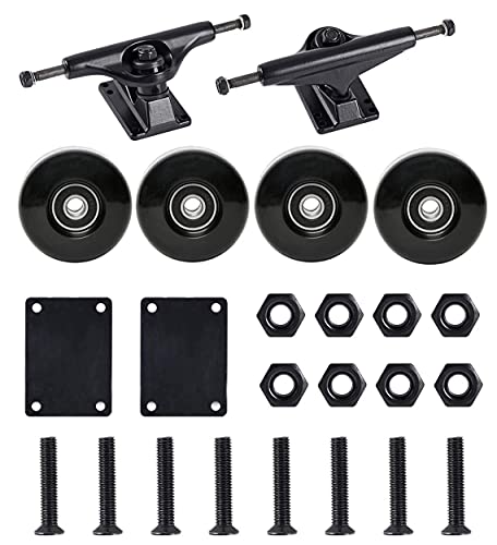 FREEDARE Skateboard-Rollen mit Kugellagern, 52 mm, Skateboard-Riser-Pads, Skateboard-Hardware-Set (schwarz) Cover