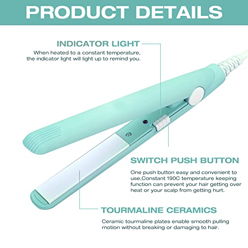 Mini plancha y rizador para cabello 2 en 1 cerámica verde miniatura 5