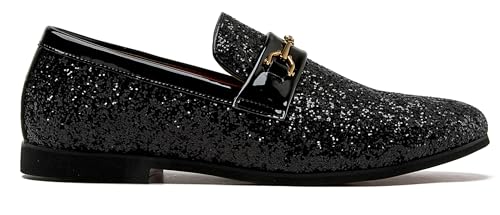 Image of Men Loafer Metallic Textured Slip-on Glitter Sequins Fashion Wedding Dress Shoes Golden