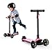 Scooter per bambini dai 3 ai 5 anni, pieghevole a 3 ruote, 4 altezze regolabili con ruote lampeggianti, monopattino per bambini e ragazzi, design rimovibile, rosa