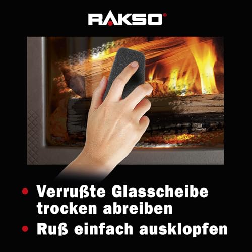 Foto von RAKSO Kaminscheibenreiniger - 2 Kaminglasreinger, Kaminreiniger Scheibe, Ofenglasreiniger, Kamin Scheibenreinigung, Kaminglas Reiniger, Ofenreiniger Kamin