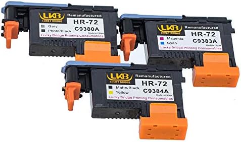 1 Set HP72 Remanufactured printheads C9380A C9383A C9384A Updated Chips Compatible with HP Designjet T610 T620 T770 T790 T1100 T1120 1200 T1300 T2300 (1MK/Y+1C/M+1PK/G)-US