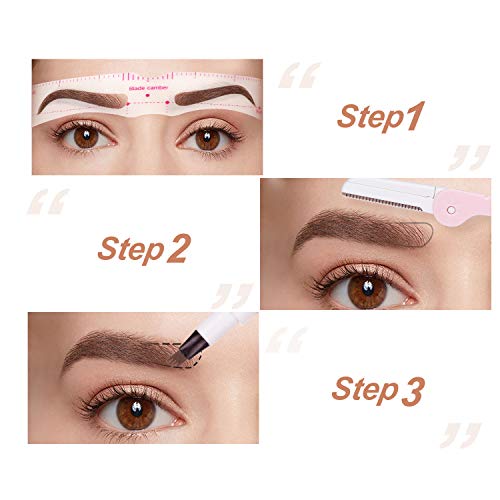 Eyebrow Kit, (3) Eyebrow Pen,(12) Eyebrow Stencils with One Strap,(1) Eyebrow Razor, Micro-blading Eyebrow Pencil Creates Natural Looking Eyebrow,Water-proof & Lasting Eyebrow Makeup - Thumbnail 4