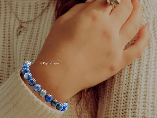 Image of Certified Lapis Lazuli Bracelet for Women Men with Healing Crystal | Gemstone Beaded Bracelet for Balance, Harmony & Positive Energy