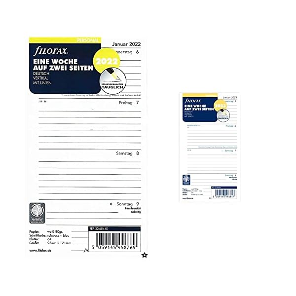 Filofax Personal 1 Woche auf 2 Seiten vertikal (deutsch)2022, 22-68440 & Personal 1 Woche auf 2 Seiten vertikal (deutsch…