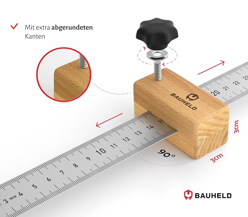 Streichmaß Bauheld 300mm Anreißwerkzeug aus Buchenholz und Edelstahl