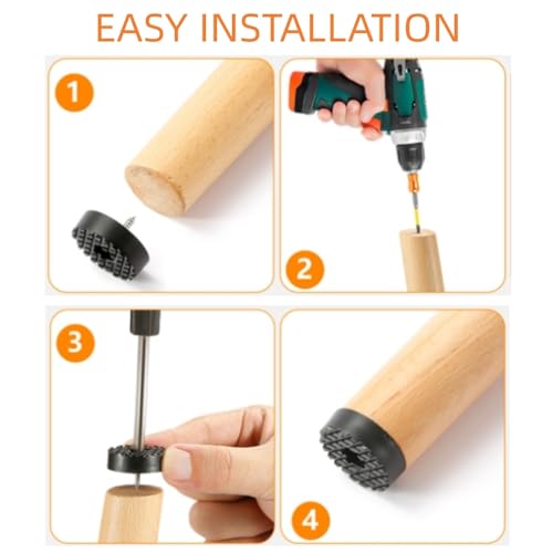 Image of Screw On Rubber Feet for Furniture - 16PCS (Black 24MM) Anti Slip Floor Protector for Chair Leg, Heavy Duty Screw Feet, Furniture Pad for Hardwood Floor, Durable Rubber Bumper