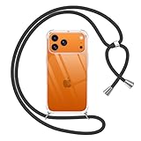 Immagine di Pnakqil Cover per iPhone 17 Pro Max con Cordino, Trasparente Custodia con Laccio Tracolla Cellulare Girocollo Collana Protettiva per iPhone 17 Pro Max 6.9'', Nero