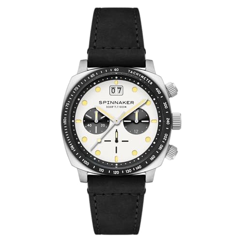 Image of Spinnaker Men's 42mm Hull Chronograph Watch with Leather Strap SP-5068