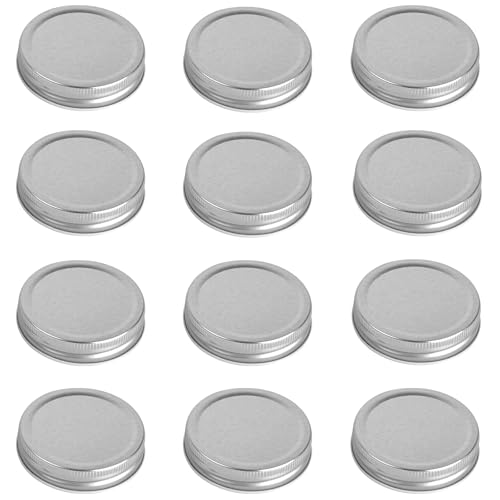 MIIULODI Mason Jar Sealer Kit for Food, 12PCS Vacuum Sealing Machine Kit, 86mm Wide Jar Vacuum Sealer Silver Lids for Canning