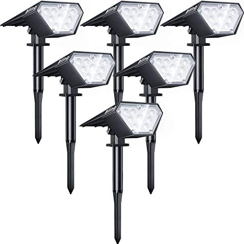 Biling Solar Spot Lights Outdoor, 2-in-1 Solar Landscape Lights 12 LED Bulbs Solar Powered Lights IP67 Waterproof Adjustable Wall Light for Patio Pathway Yard Garden Driveway Pool - White(6 Pack)