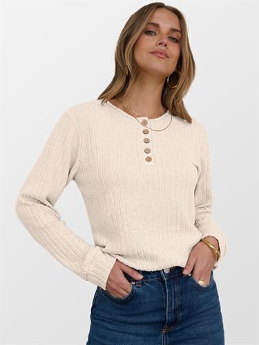 ANRABESS Womens Long Sleeve Henley Shirts Button Down Tunic Tops Fall Lightweight Sweaters Business Casual Blouses 20252