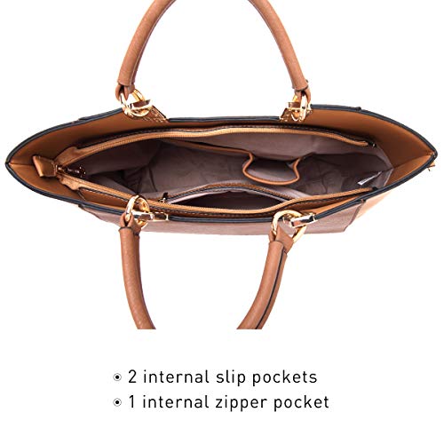 Bolso Tote Grande de Cuero Vegano Bicolor con Asa Superior miniatura 5