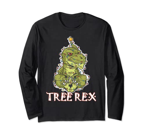 Tree Rex Dinosaur T-Rex - Pijama de Navidad para árbol de Navidad Manga Larga
