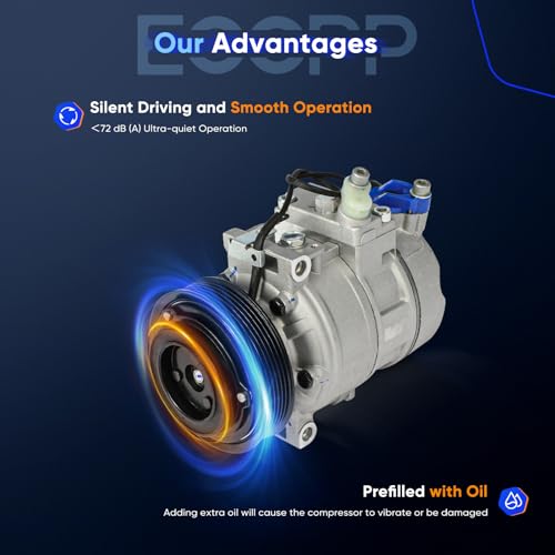Image of ECCPP AC Compressor Direct Fit for Saab 9-5 L4 2.3L 2003-2009 | for Saab 9-5 V6 3.0L 2003 97566 Fast Cooling AC Compressor with Clutch Low Vibration Reduces Engine Load Fuel Efficient