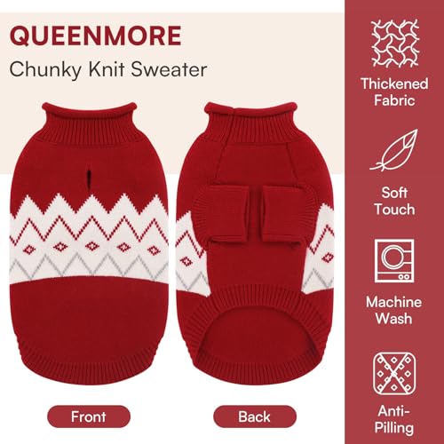 Queenmore Warm Dog Sweater, Soft Pet Knitwear, Knitted Pullover, Vlentines Day Gifts Winter Pet Clothes for Small Medium Dogs Cats by Queenmore - Image 2